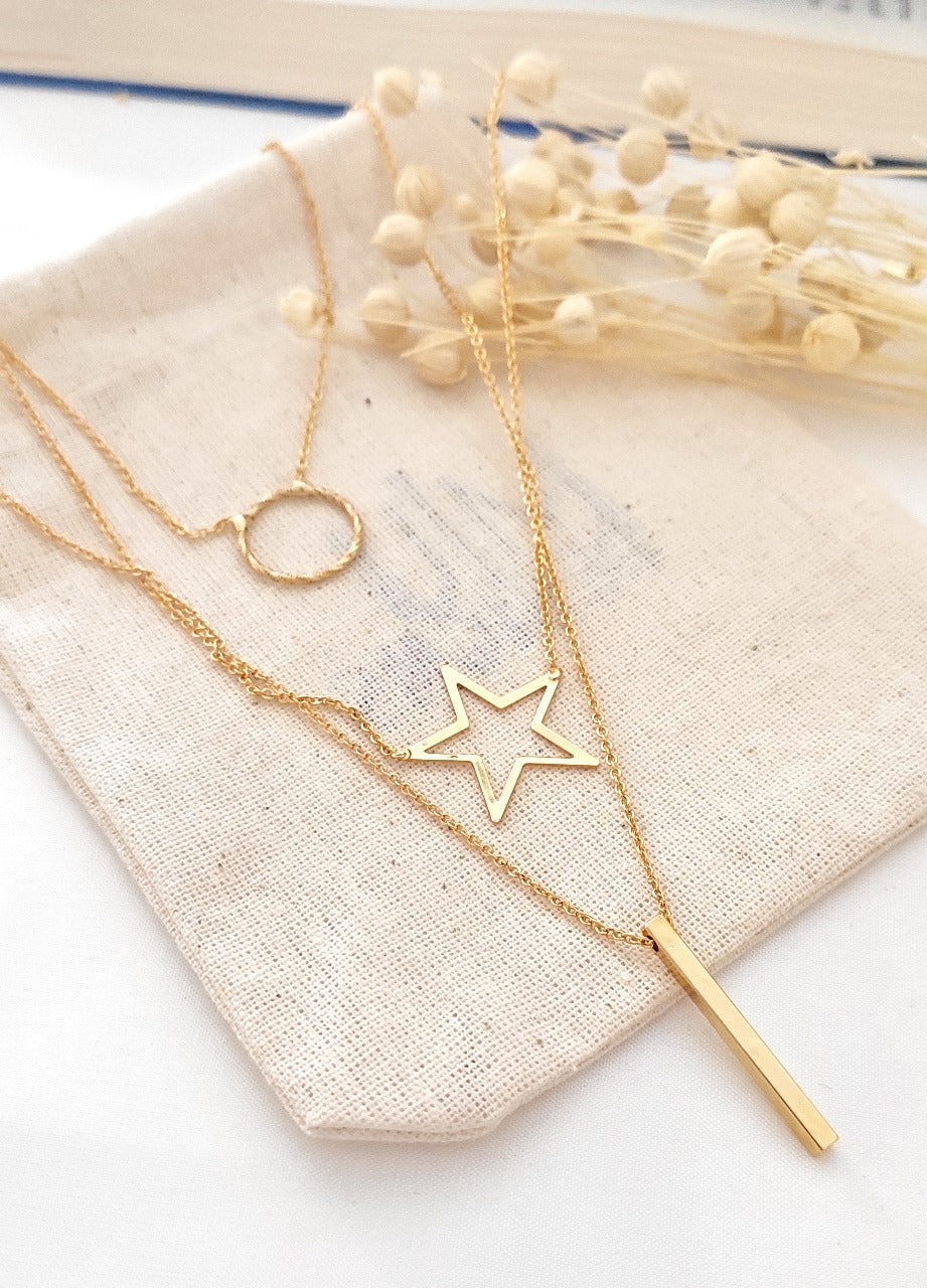 Τριπλό Κολιέ με Μενταγιόν Αστέρι